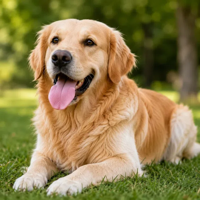 Hund hechelt an einem warmen Tag und gibt Körperwärme ab