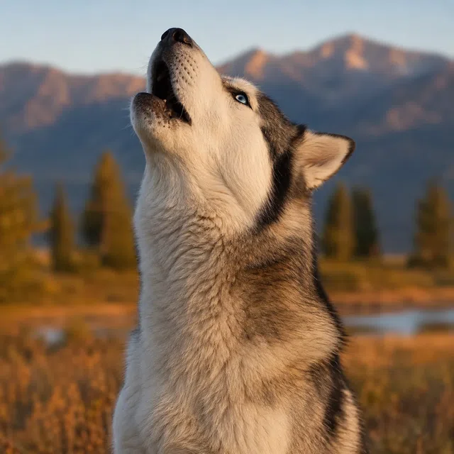 Chien hurlant dans un environnement neutre sans texte