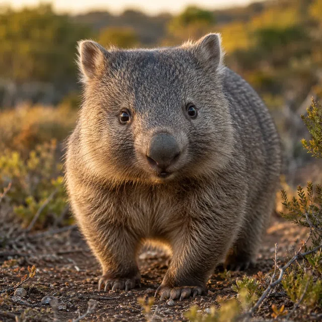 Cubes stylisés à côté d’un wombat, sans inscription