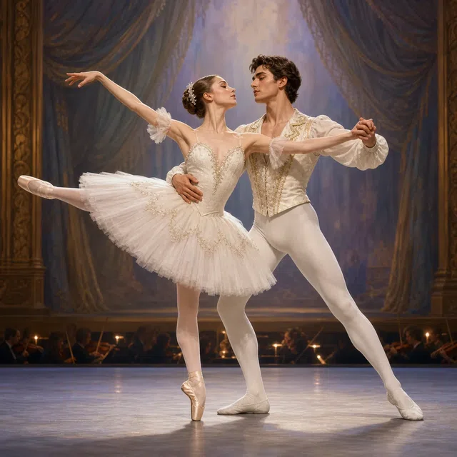 Illustration originale d'un pas de deux avec deux danseuses de ballet
