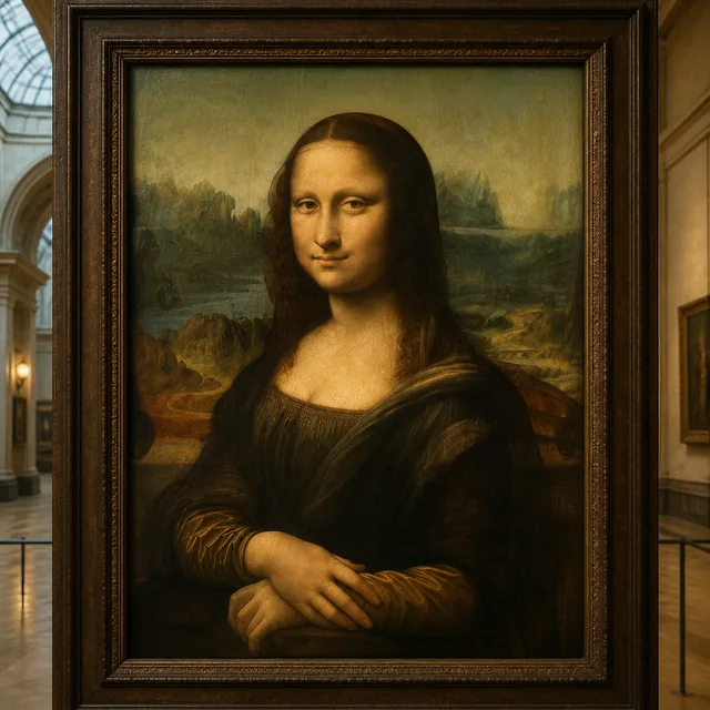Illustration originale de musée de la Joconde dans un cadre Renaissance