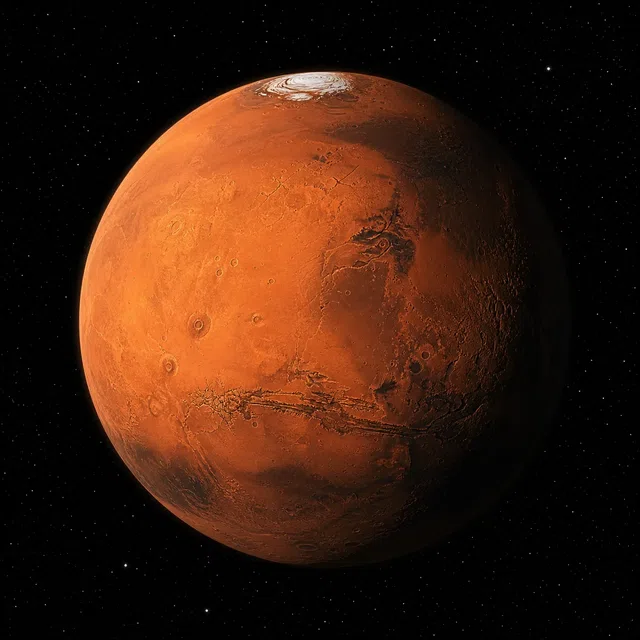 Ilustrasi asli planet berbatu merah di luar angkasa