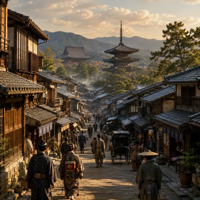 Quartier japonais de palais et de temples comme image de question