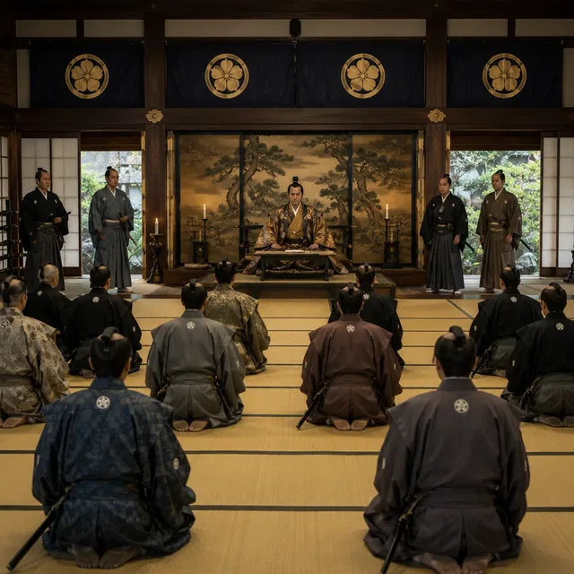 历史会见厅中有军事统治者、武士和榻榻米上的座席