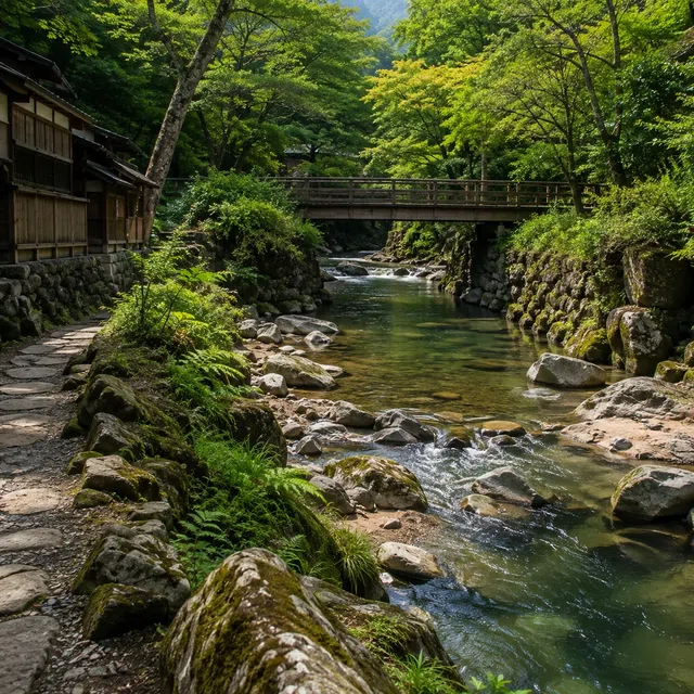 Snötäckt varm källa i Japan med ånga och flera badande apor