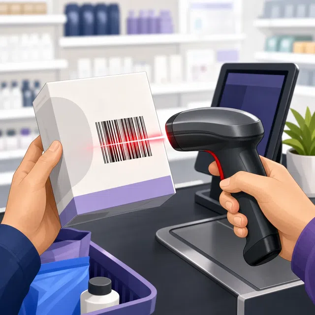 Een barcode die bij een kassa wordt gescand