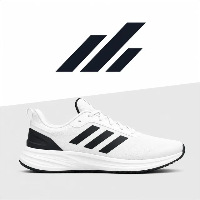 Original illustration of a sports shoe with an abstract stripe motif