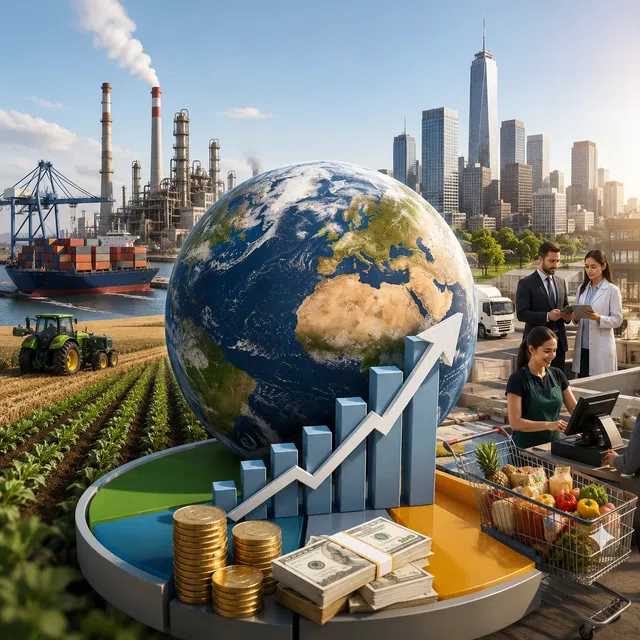 Schéma économique expliquant le PIB comme production intérieure de biens et services