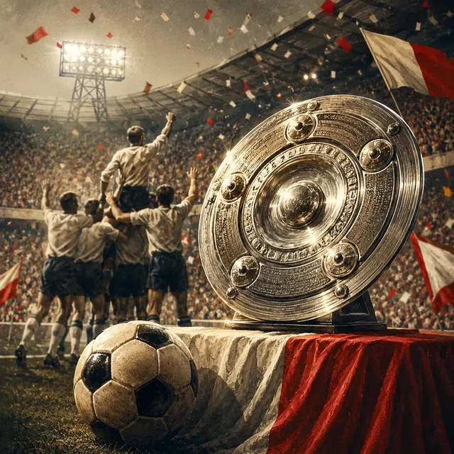 Illustration de football sur la Bundesliga avec un ancien blason sans texte lisible