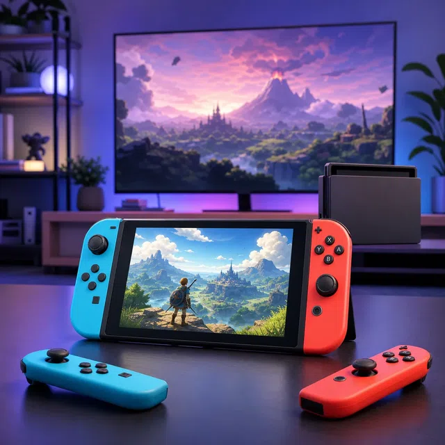 Illustration originale d'une console de jeu hybride portable et domestique