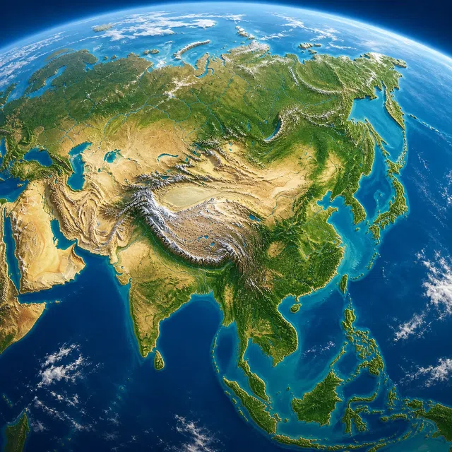 Carte en relief originale sans étiquette s'étendant de la côte méditerranéenne à l'océan Pacifique