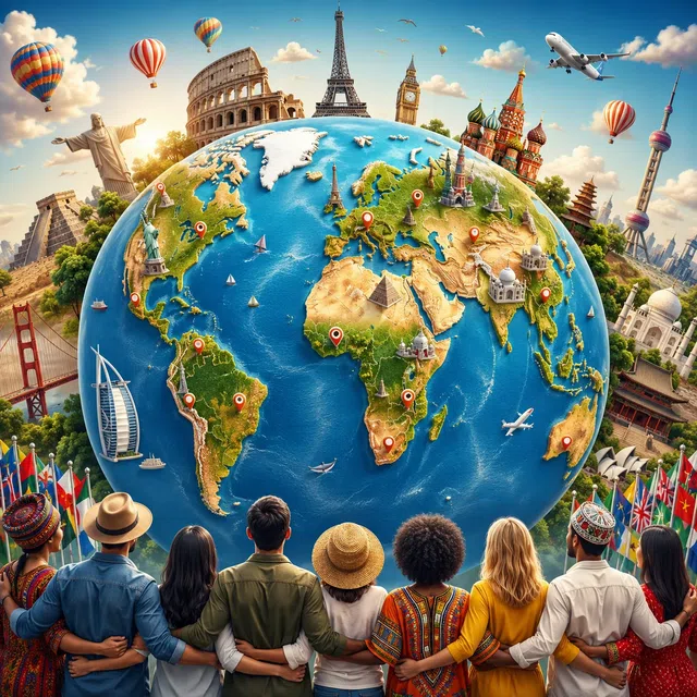 Globo con Paesi e continenti in stile neutro