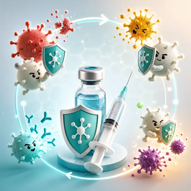 Illustration médicale originale de la vaccination comme entraînement du système immunitaire