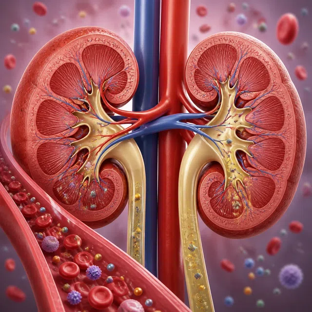 Illustration médicale originale de particules filtrantes de reins humains