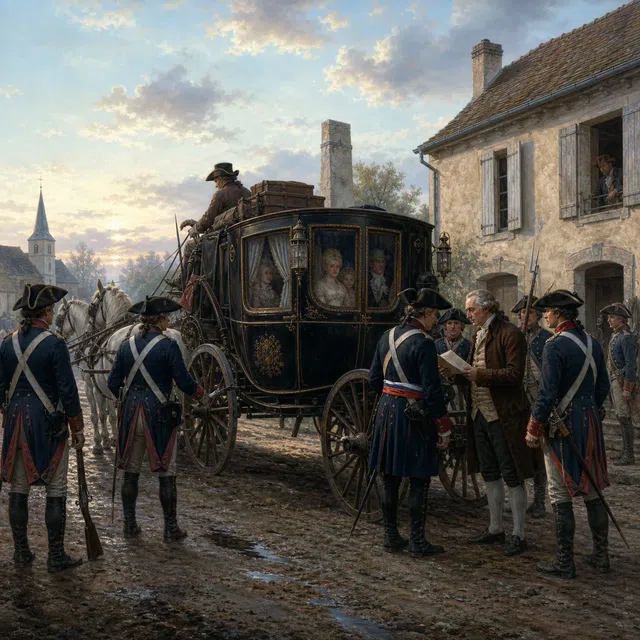 Ilustración original de la huida de Luis XVI a Varennes en junio de 1791