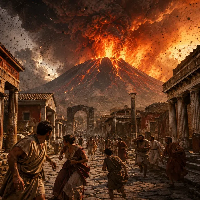 Pompeii dan Gunung Vesuvius tanpa teks yang dapat dibaca