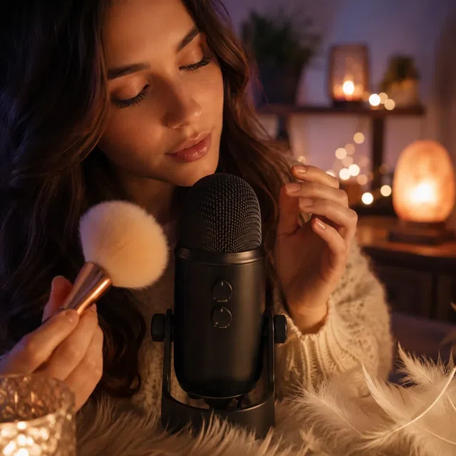 Illustration apaisante avec casque, ondes sonores et stimuli visuels doux