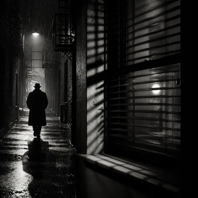 Ilustracja do pytania quizowego: Co typowo charakteryzuje styl film noir?