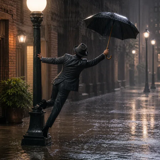 Illustration originale d'une danseuse anonyme sous la pluie avec un parapluie