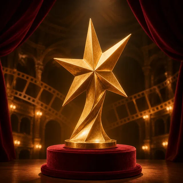 Trophée de cinéma doré dans un théâtre historique