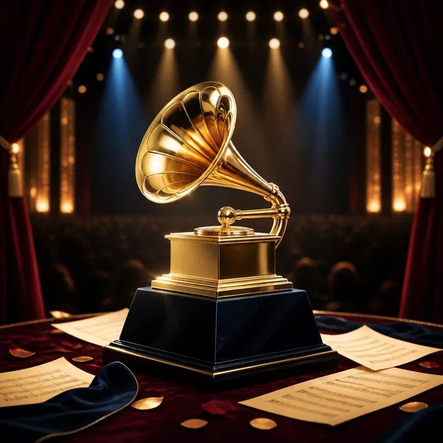 Illustration originale d'un prix de musique générique sur scène éclairée