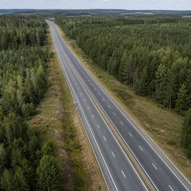 Autostrada che divide una foresta come esempio di habitat frammentati