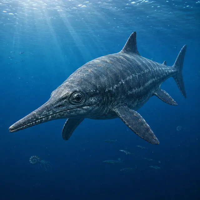 Ichthyosaurus med strömlinjeformad kropp i det blå Jurassic Sea