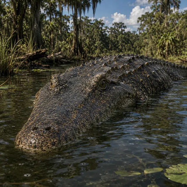 Reconstitution de Deinosuchus dans un marais du Crétacé
