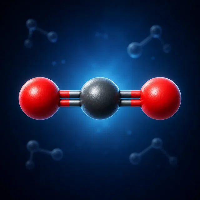 Ilustracja do pytania quizowego: Jaki wzór chemiczny ma dwutlenek węgla?