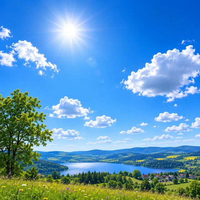 Illustration d’un ciel diurne bleu avec lumière solaire et ondes diffusées