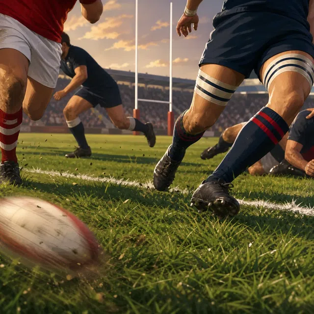Ilustracja do pytania quizowego: Jaki kształt ma typowo piłka do rugby?