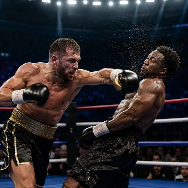 Ring de boxe avec deux boxeurs lors d'un combat professionnel