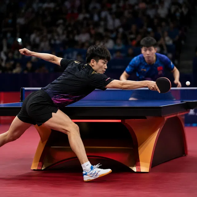 Batte et balle de tennis de table sur une table de ping-pong