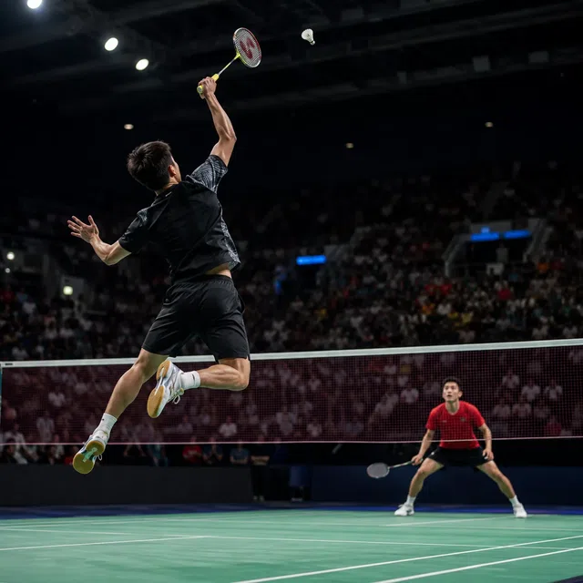 Raquettes de badminton et volant sur un terrain de badminton