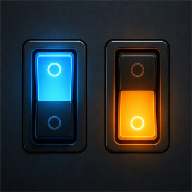 Illustration originale de deux interrupteurs binaires lumineux