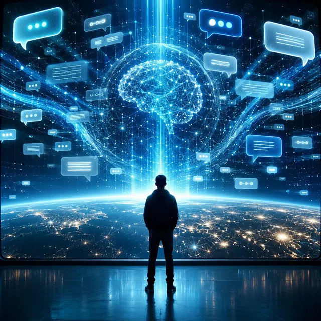 Чат-бот с искусственным интеллектом отвечает пользователю без надписей