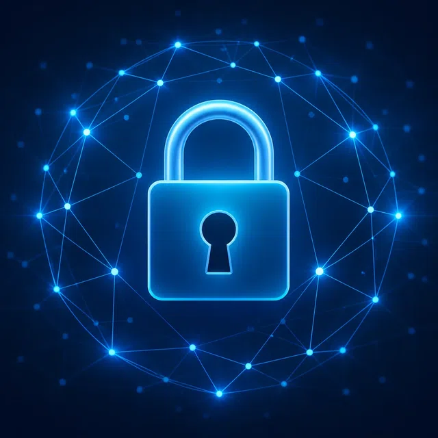 Illustration originale d'une connexion de navigateur cryptée avec un cadenas et des données fluides