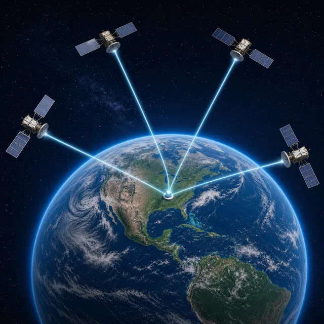 Illustration originale d'un système de navigation GPS avec satellites
