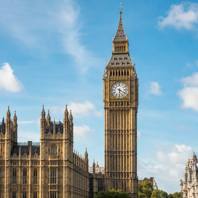 Elizabeth Tower med Big Ben på Palace of Westminster