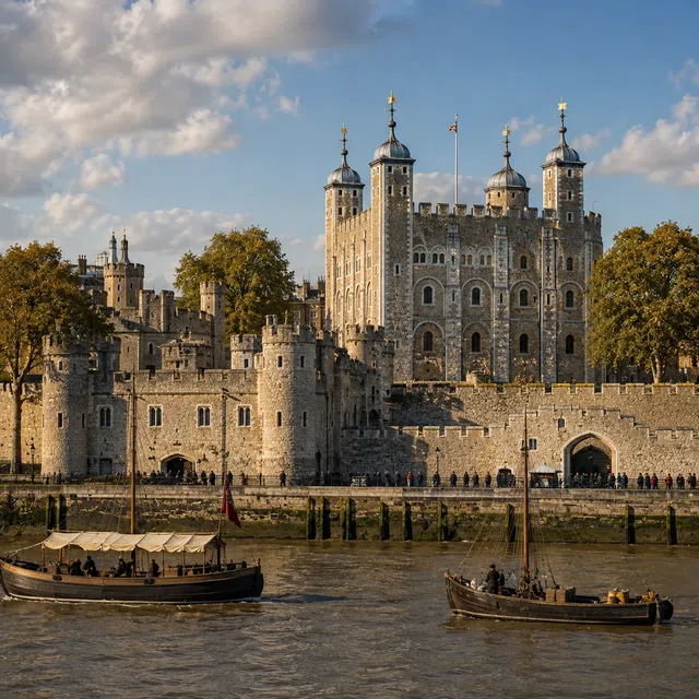Tour de Londres avec la Tour Blanche et ses murs médiévaux